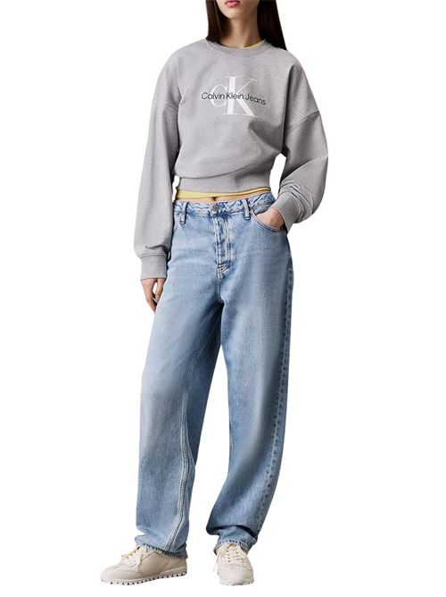 Felpa grigia in spugna di cotone Calvin Klein Jeans | LV047B234GP79